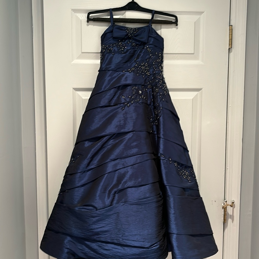 Iridescent Blue Girls Pageant Dress